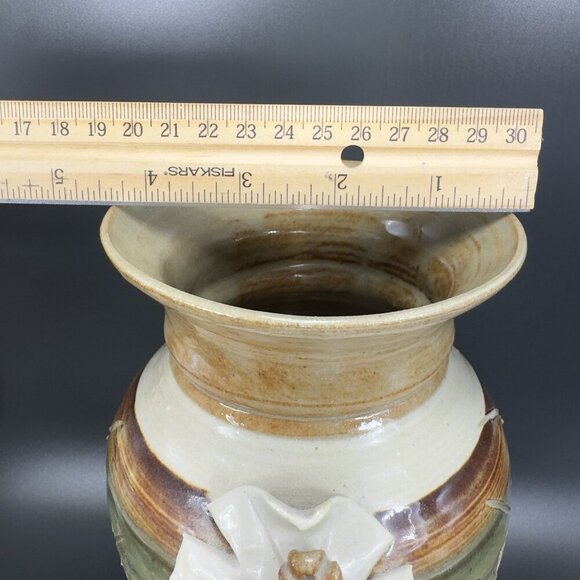 Vintage Whole Earth Clay Works Boho Vase 1984 Earth Tone Large Vase Vessel VTG - Picture 3 of 15